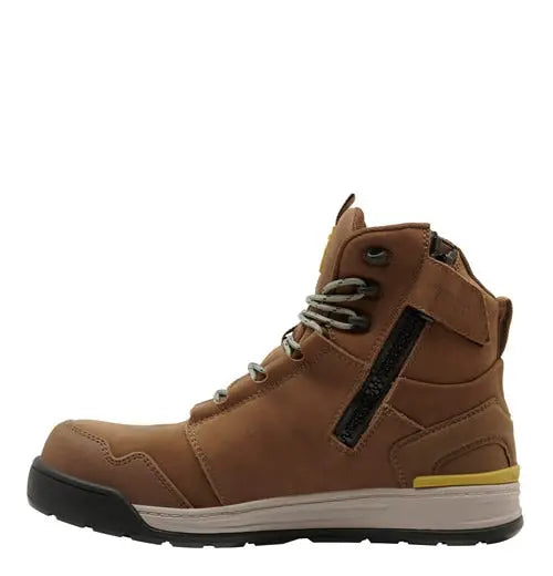 3056 Brown - Side Zip Safety Boot