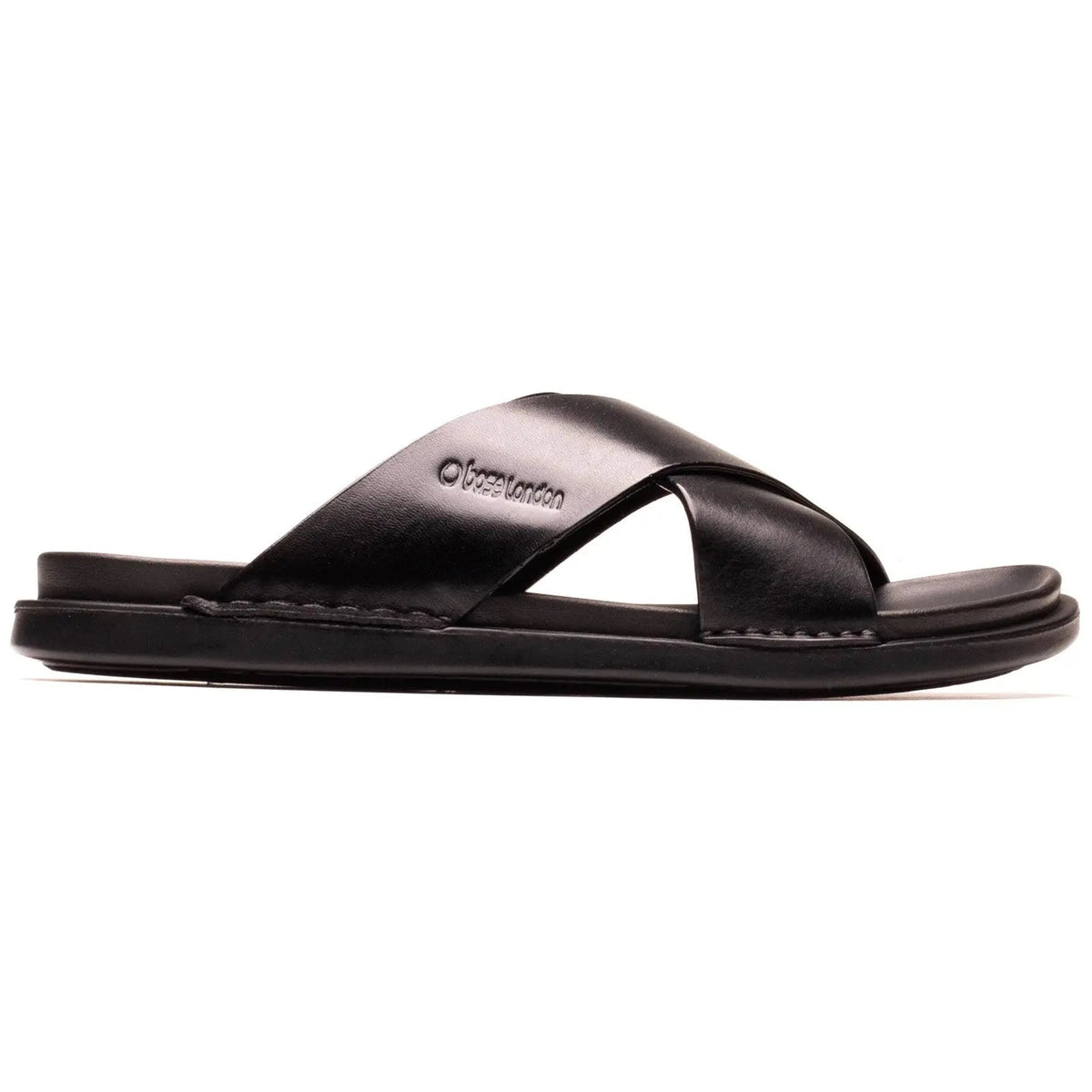 Base London Drift Cross Strap Sandal - Black